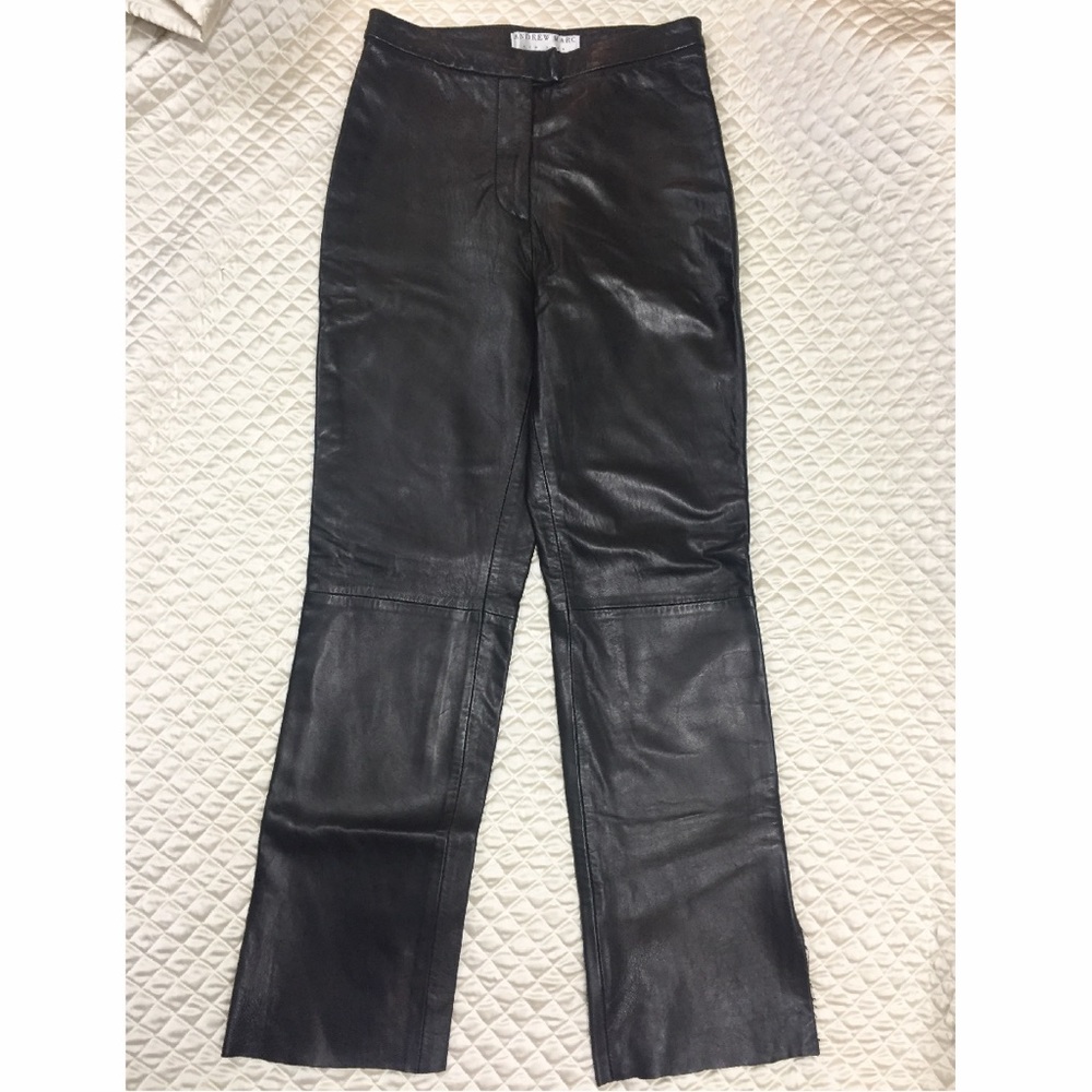 🔥SOLD🔥Andrew Marc Black Genuine Leather Pants, Size 8
